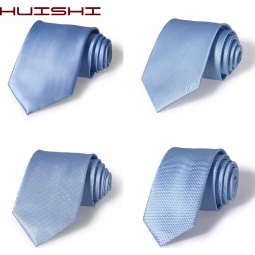 HUISHI Blue Necktie For Men Slim Tie Solid Color Necktie Polyester Waterproof Narrow Cravat 6cm Width And 8cm Sky Blue Ties Gift