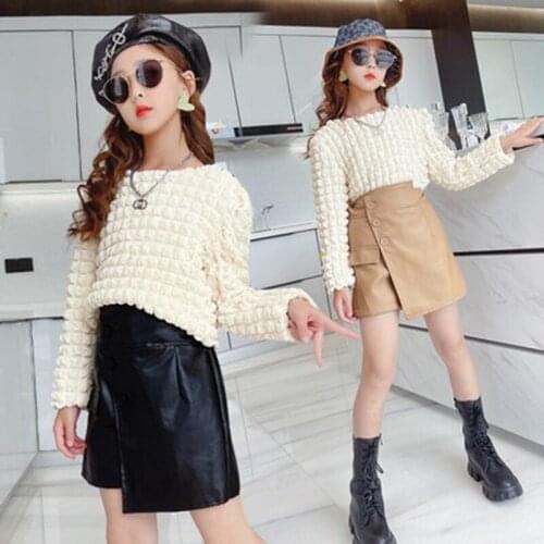 Teenage Girl Fall Clothes 2021 Korean Beautiful Cute Girl Fashion Top + Skirt Set Boutique Christmas Princess Party Clothes Suit