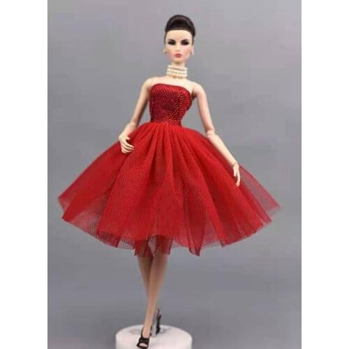Fashion Red Princess Dresses for Barbie Doll Clothes Ballet Tutu Dress Party Gown Vestidoes 1/6 BJD Dolls Accessories Kids Toys