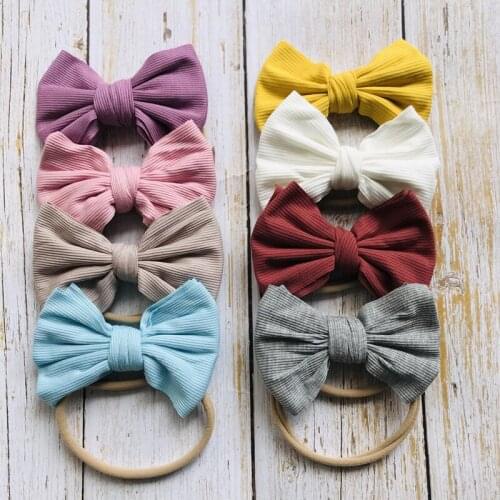 36pc/lot 5inch Nylon Baby Headband or Clips,Kids Girls Nylon Bow Headbands Newborn Ribbed Bow Elastic Hairbands Child Turban