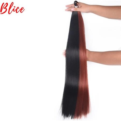 Blice Crochet Braid Long Straight Synthetic Hair Bundles 26Inch Mix Color Hair Bulk Crochet Latch Hook Braiding Hair Extension