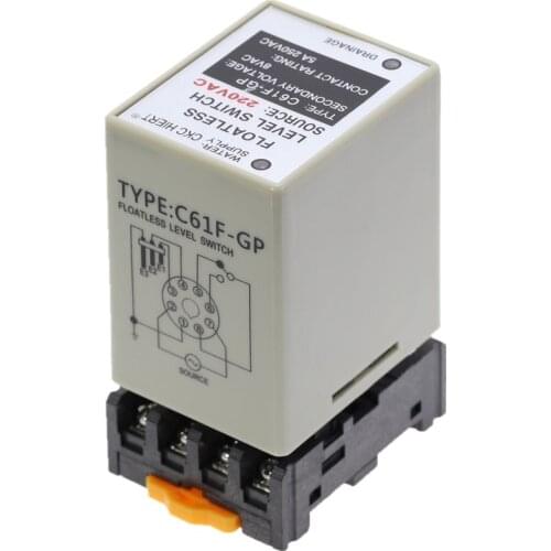 C61F-GP AC220V Level Relay Floatless Level Switch C61F - GP Water Level Controller Switch Pump Automatically Switches with Base