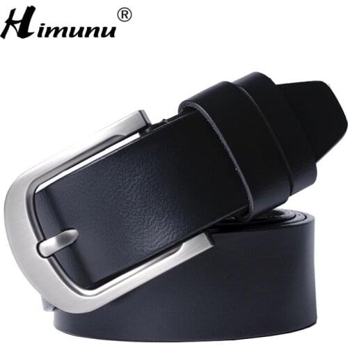 [HIMUNU] New Designer Belt Genuine leather luxury Belts for men Coffee Black Pin Buckle Men Belt