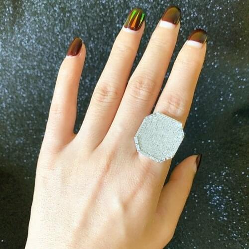 Luxury Delicate Big Square Cubic Zircon Rings For Women Girls Micro Paved Punk Ring Fashion Jewelry Gifts Anillos Mujer Zk30