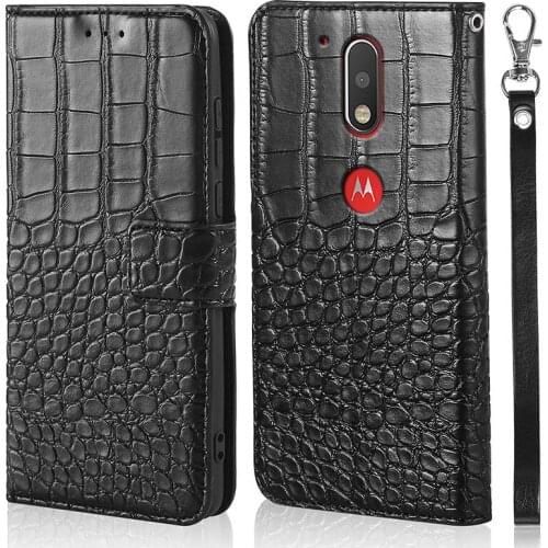Luxury Flip Case For on Motorola Moto G4 Covers Wallet Leather Case For Motorola Moto G4 Plus Phone Crocodile skin Cover