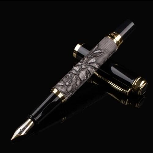 DIKA WEN Dragon clip leather ink Pens Steel Metal Executive 0.5mm nib Bent Nib Fountain pen Business Pen Set