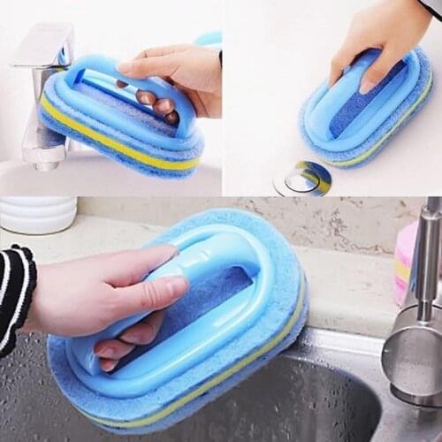 Handle Sponge Brush To Clean Bathtub Tile Cleaner Blue Soft Magic Sponge Eraser Kitchen Tool