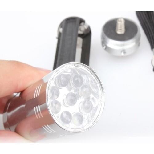 Silver Alloy Mini Flashlight 9 LED Small Hand Torch Light Tools RERI889