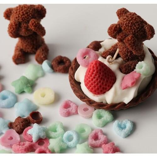 3d Cute Bear Fruit Aromatherapy Silicone Mold Cake Deco Pastry Baking Chocolate Aroma Plaster Moulds Candle Mold Clay Mold