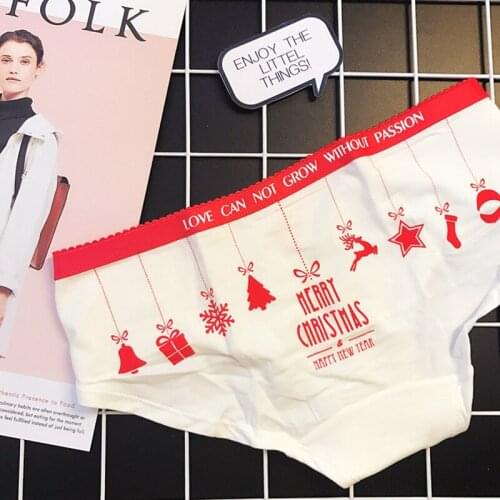 Cute Lovely Cotton Christmas Tree Print Girl Panties Soft Fabric Low Waist Women Underwear Seamless Calcinha Lingerie Breifs
