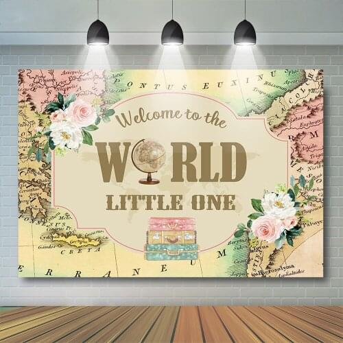 Adventure Theme Baby Kids Photography Backdrop 1st Birthday Party Welcome to the World Decor Backgrounds for Photo Studio