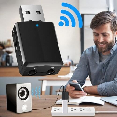 VAORLO ZF-169PLUS USB Bluetooth Dongle Audio Transmitter and Receiver 2 In 1 Wireless Adapter Dongle With 3.5 AUX For Headphones