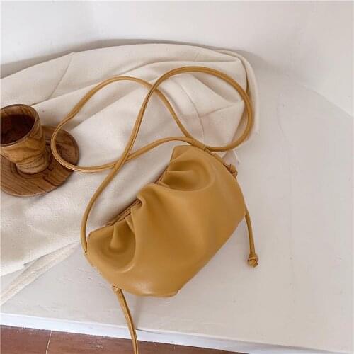 Female Bag Clutch High Quality Soft PU Summer Thick Chain Ruched Shoulder Bags for Women Leather Underarm Pouch 2020 Gift