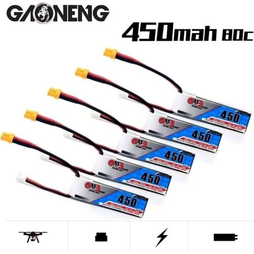1/10Pcs GNB 2S 7.4V 2S 450mAh 80C Lipo Battery XT30 Plug for RC CineBee Cine Whoop BetaFPV Quadcopter Toothpick Drone Gaoneng