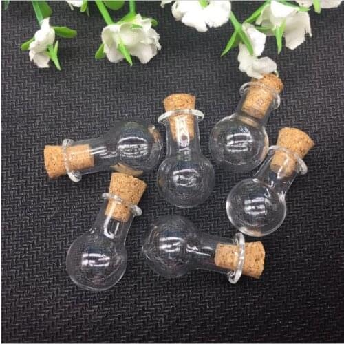 100pieces 20mm round glass ball Bottle jars with cork Perfume essential oil vial pendant mini glass jewelry necklace findings