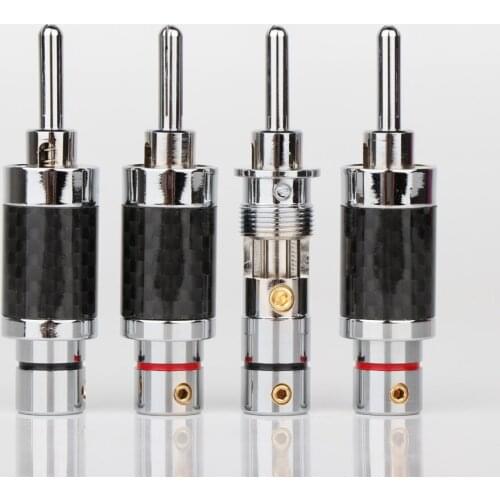 2pcs / set Cross banana head rhodium plated plug coaxial audio cable plug HIFI HI-END audio signal plug