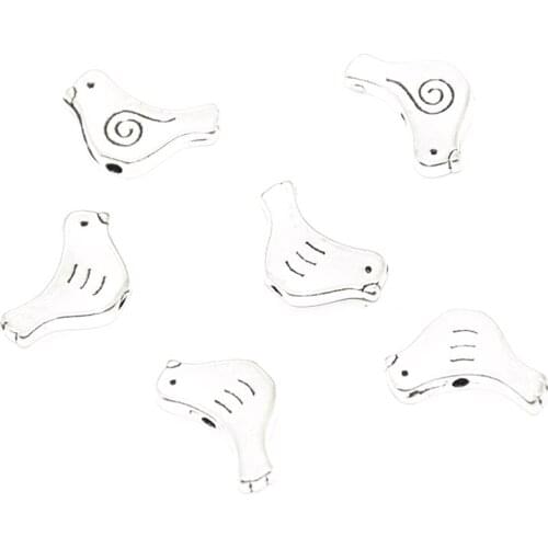 20pcs/lot Antique Silver Plated Birds Loose Beads Spacer Beads for Jewelry Making Accessories DIY Handmade Craft 15x11mm