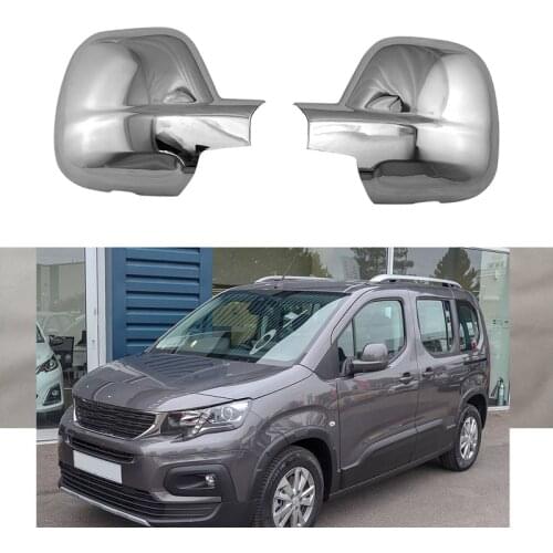 ABS Chrome Car Side Door Rear View Mirror Cover for Citroen Berlingo III/Rifter / Combo E/Peugeot Partner II 2012-2018