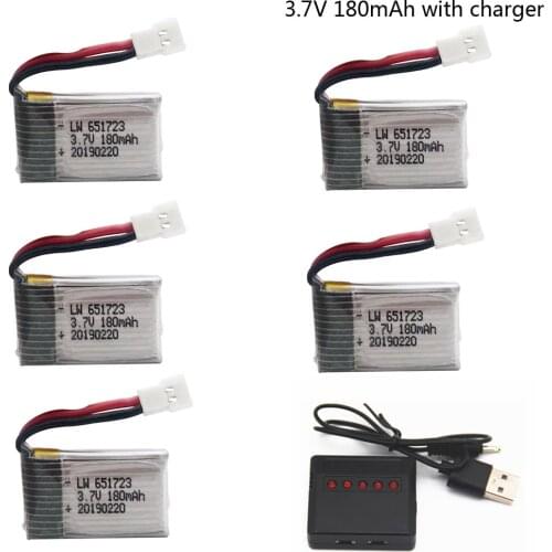 Lipo Battery For H8 Mini 3.7v 180mah 30C battery For H2 H8 H48 U207 With Charger For Quadcopter Spare parts 3.7v Battery for H8