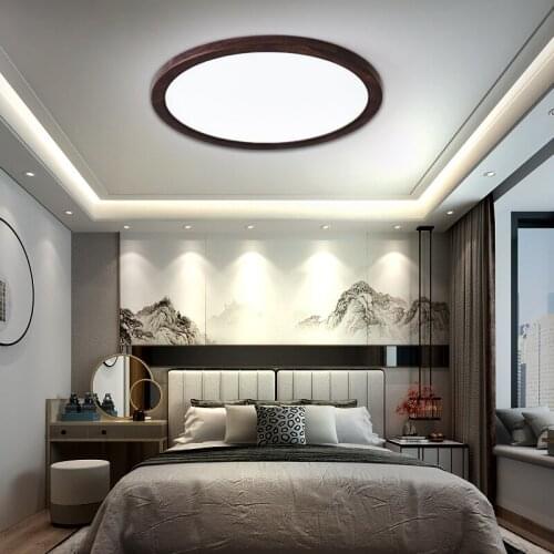 Black Walnut LED Ceiling Lamp Modern Light Board Living Room Round Light Bedroom Kitchen Hall Ground Installation