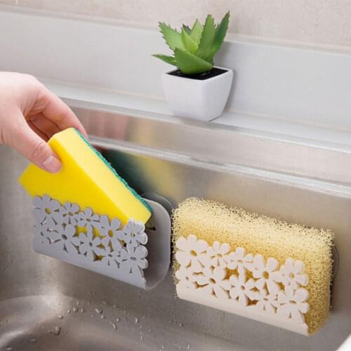 Flower Shape Suction Cup Sink Drain Rack Sponge Holder Soap Rack Kitchen Sink Drainer Rack Kitchen Bathroom Shelf