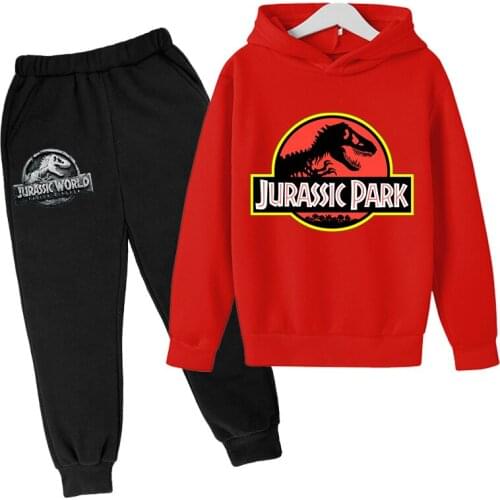Jurassic World Designed Childrens Suit Dinosaur Print Boy Sports Hoodie Girl Casual Suit Jurassic Park Autumn Street Suit