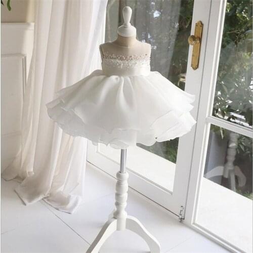 Baby Baptism Dress Pearl Lace Princess Party And Wedding Kids Dresses For Girls Little Bridemad Ball Gown Christening Dress