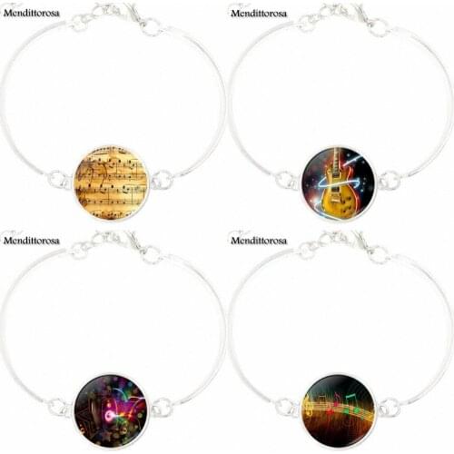 For Her Necklace Bracelet Bangle Women Statement Glass Cabochon Jewelry Gift Musical Note