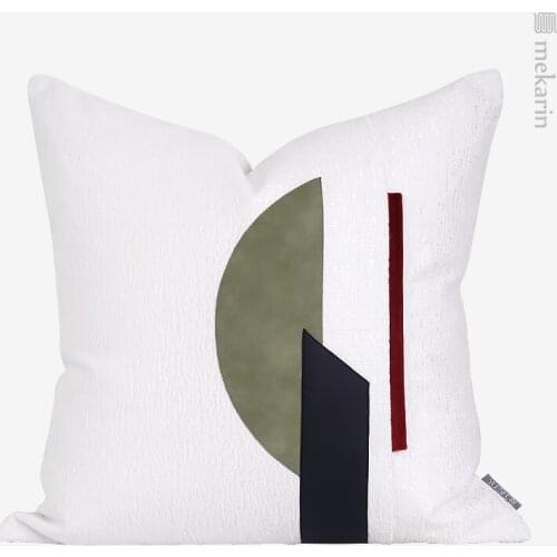Home Decor Cushion Back Pillow Sofa Pillow Cover Modern Nordic White Green Stitching Pillow Leather Hotel Square Pillow