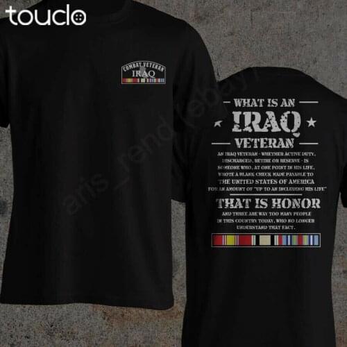 Combat Veteran War Iraq Proud of Military of United States of America T-shirt double sided