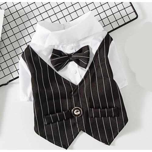 Gentleman Dog Clothes For Dogs Wedding Suit Formal Shirt For Small Dogs Bowtie Tuxedo Pet Outfit Halloween Christmas Costume