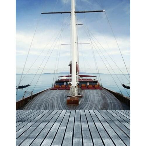 5x7ft Sea Boat Blue Sky Photography Backdrops Photo Props Studio Background