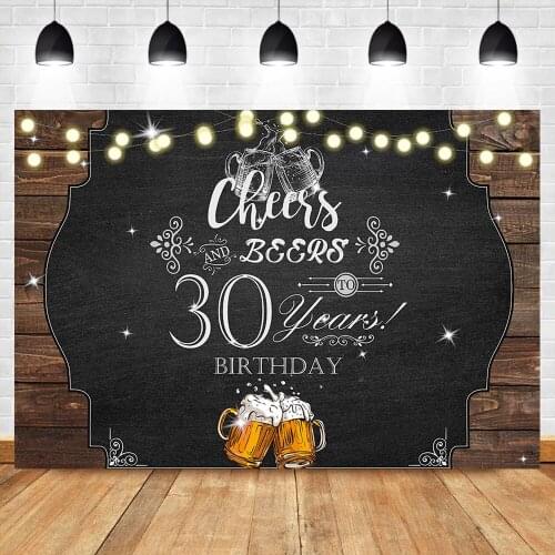 NeoBack Cheers and Beers Birthday Backdrop Happy 30th Birthday Photo Background Glitter Lights Rustic Adutls Birthday Backdrops