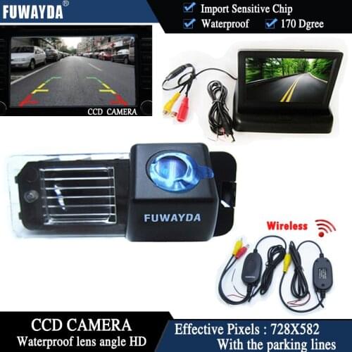 FUWAYDA Wireless Color CCD Chip Car RearView Camera for VW Volkswagen PoloV(6R)/ Golf6VI/ PassatCC+4.3 Inch foldable LCD Monitor