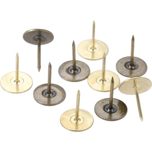 10pcs Antique Bronze/Gold Pins Metal Flat Head Nails Decorative Tacks Stud Wooden Box Case Furniture Nails Pushpin 15*19mm
