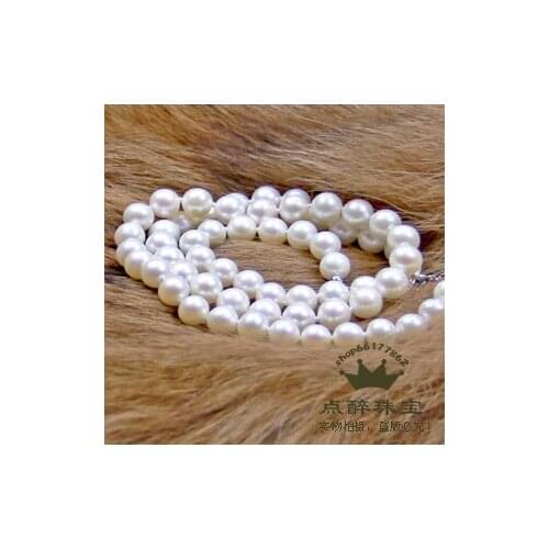 FINE jewelry 8-9mm natural pearl necklace round genuine very light 18inch