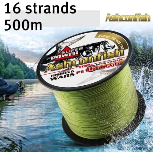 Saltwater sea fishing 500M/547yards 16 Strands hollowcore braided pe fiber line top 20LB-500LB fishing rope 0.16mm-2.0mm wires