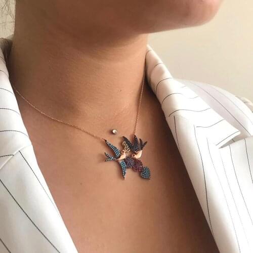 Flying Birds 925 Sterling Silver Necklace Women Girls Gift Jewelry Accessories Fashion Handmade Elegant Chain