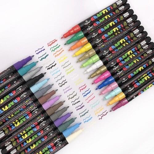12/18 Colors Acrylic Paint Marker Pen 0.7mm Art Markers Pens For Ceramic Rock Glass Porcelain Mug Wood Fabric Canvas Painting