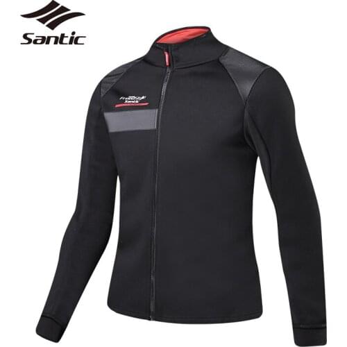 Santic Mens Fleece Thermal Cycling Jacket Winter Bicycle Clothing Windproof Road Mountain Bike Jacket Wind Coat Riding Jerseys