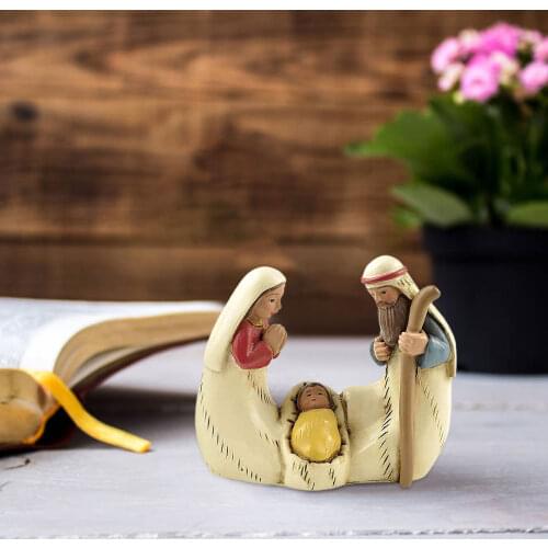 Nativity Scene Set Statue Baby Jesus Christmas Crib Mary Figurines Miniatures Ornament Church Gift Resin Nativity Ornament