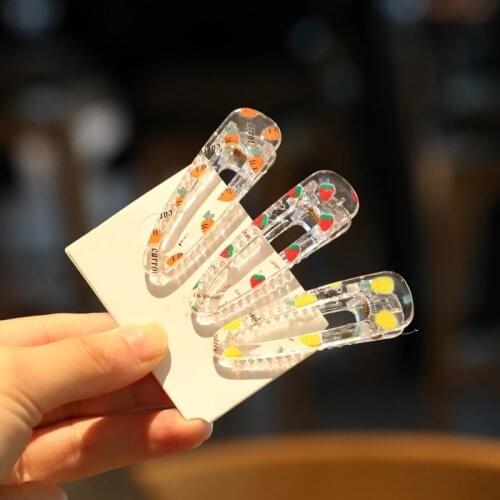 New Kids Hair Accessories Fruit Transparent Waterdrop Hair Clip Hairpins Children Girls Cute Cartoon Princess Headwear Barrettes