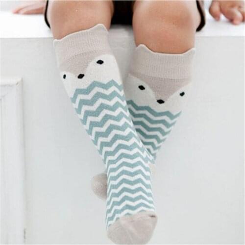 Newborn Kids Girl Boy socks Animal Pattern Anti-slip Knee High Sock Baby Fox Cat Cotton Cute Cartoon Infant Toddler socks