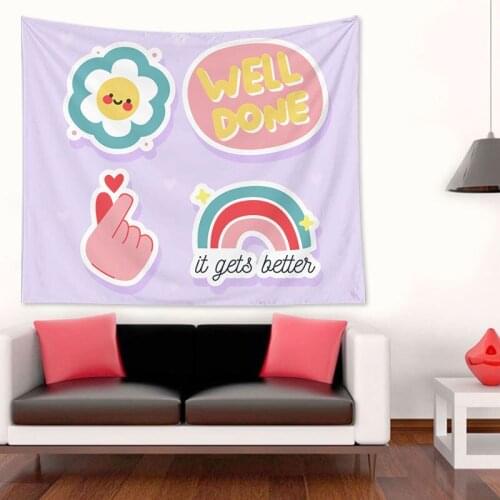 Wholesale Sun Moon Astronaut Printed Tapestry Wall Hanging Decor Dorm Background Wall Cartoon Portrait Tapestries Polyester