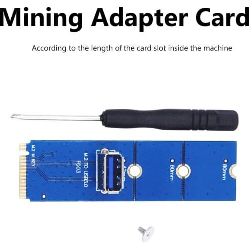 Transfer Card Extender Converter M.2 to USB 3.0 Adapter M2 M Key to USB 3.0 Female for Mining PCIe X4 Riser Card