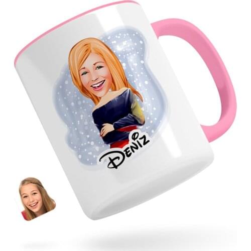 Personalized Women 'S Caricature Of Pink Mug Bardak-12