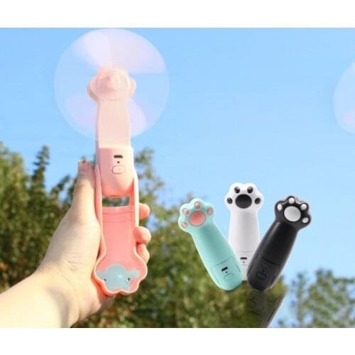 Portable Cute Cat Paw Shaped Handheld Mini Air Cooler Fan USB Rechargeable Personal Cooling Water Mist Fan for Home Office