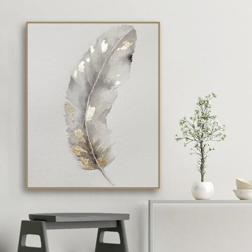 Silver Feather Canvas Poster Wall Art Painting for Living Room Interior Decor Poster and Print Modern Home Decor Wall Picture