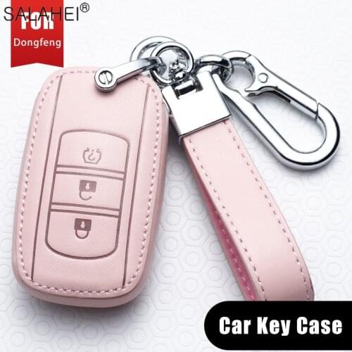 Durability Leather Car Key Case Cover Shell For Dongfeng 580 F507 Folding Remote Shell Car Key Shell Car Styling Accessories