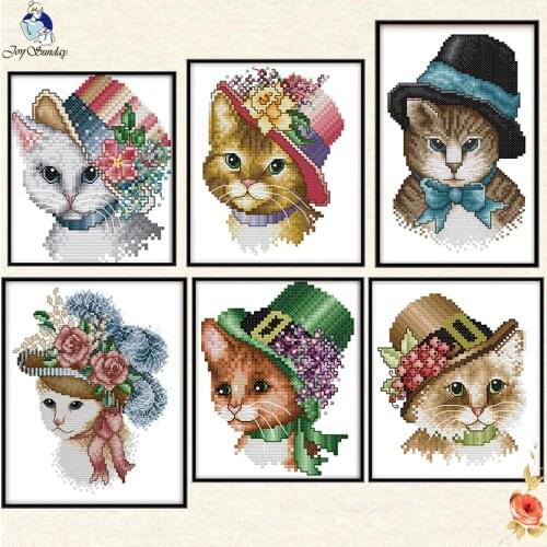 Noble cat embroidery Cartoon simple small piece embroidery gifts for friends cross stitch by hand manual Chineses Printing pat